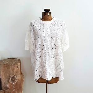 Women's White Eyelet Blouse